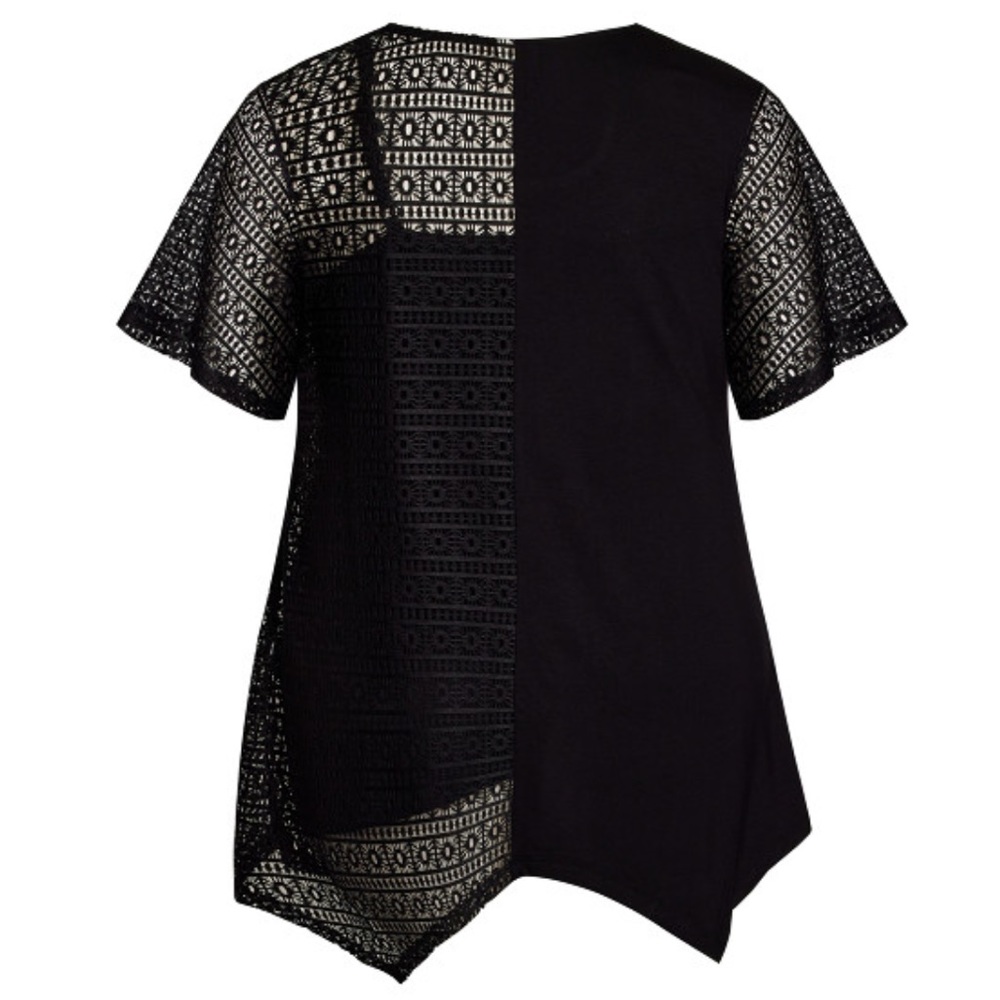 Zim & Zoe 18W-28W Black Riley Spliced Lace Tunic JJ01.5 - Picture 4 of 6